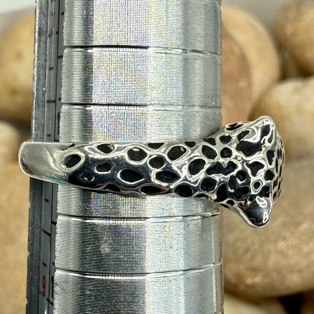 JED Joseph DeMarco Double Panther Ring 925 Sterling Genuine Emerald Eyes Sz 8 - Picture 12 of 16